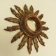 Old golden wood sun mirror 27cm