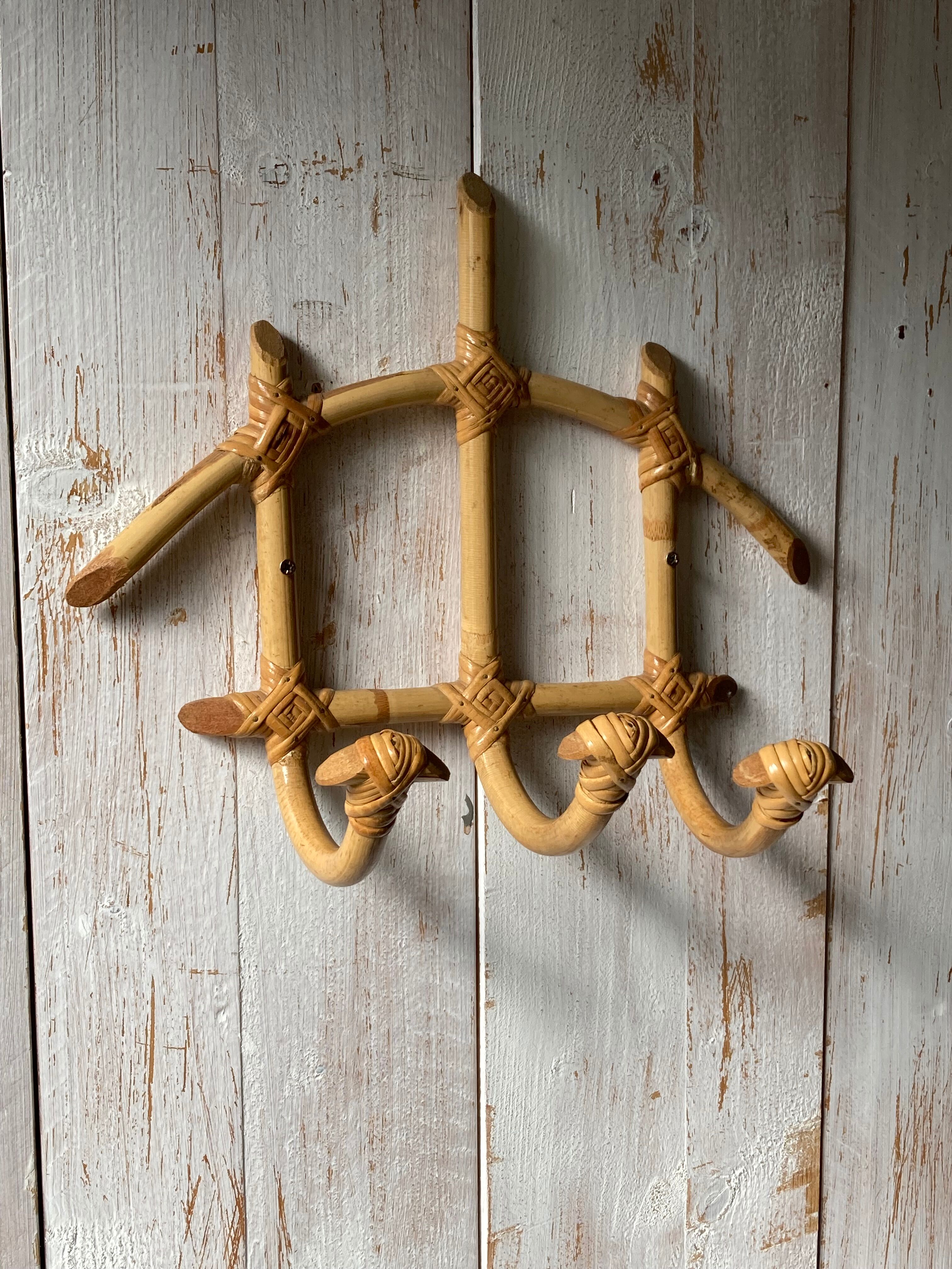 Small vintage rattan hook