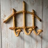 Small vintage rattan hook