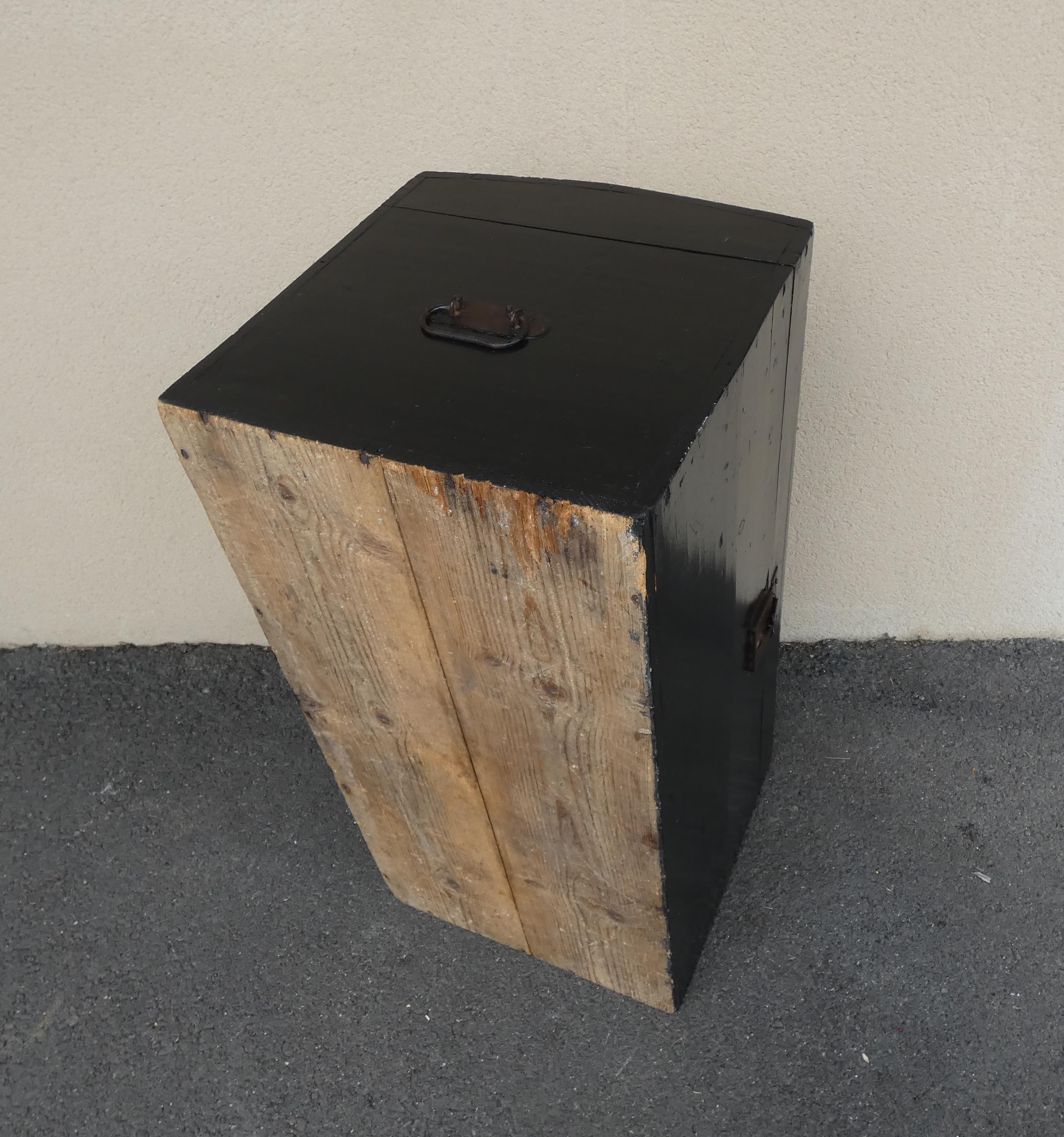 Old blackened wooden chest 19th