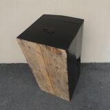 Old blackened wooden chest 19th