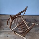 Children's armchair rattan shell, vintage 70s