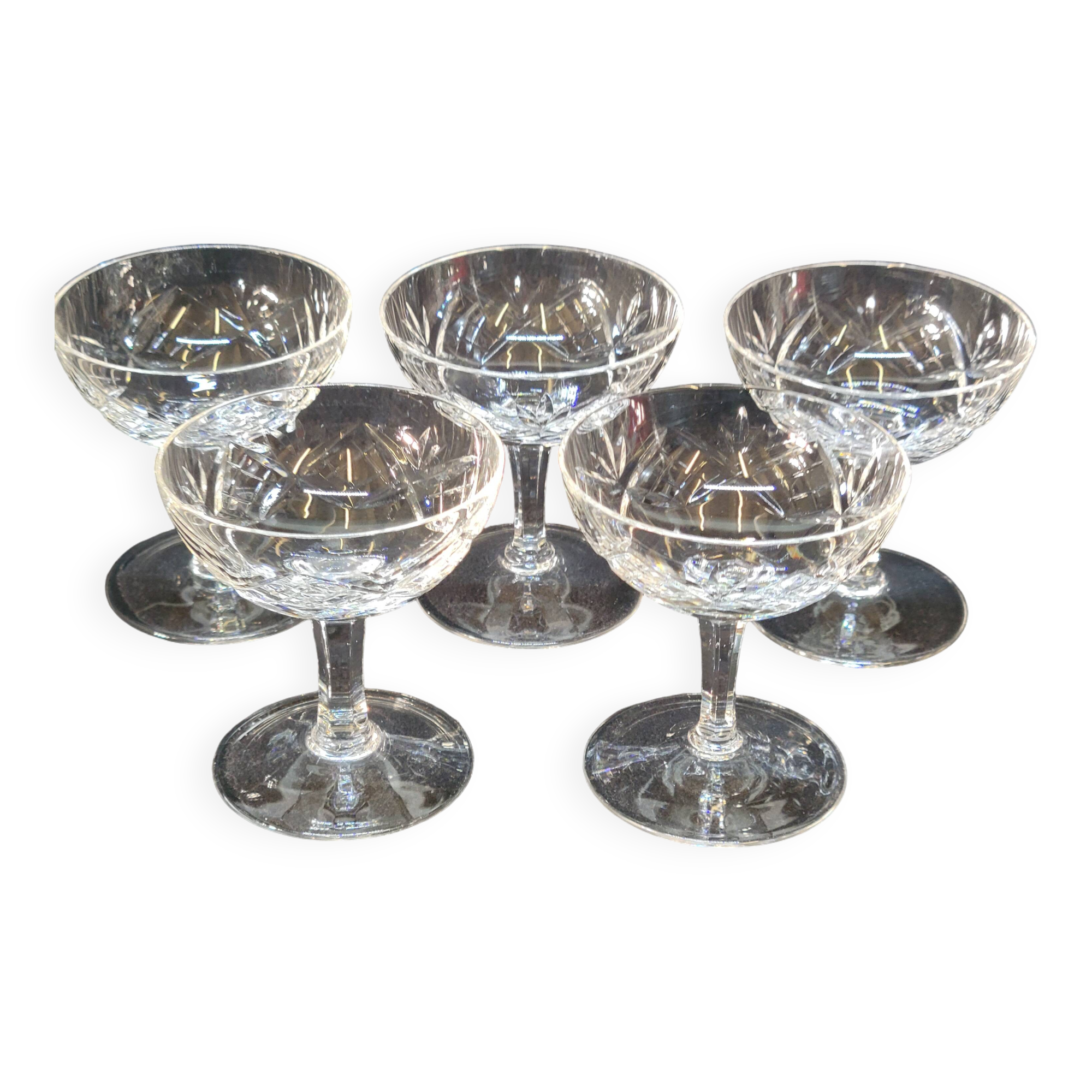 5 small cut crystal digestif cups