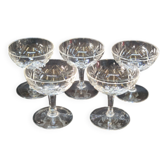 5 small cut crystal digestive cups