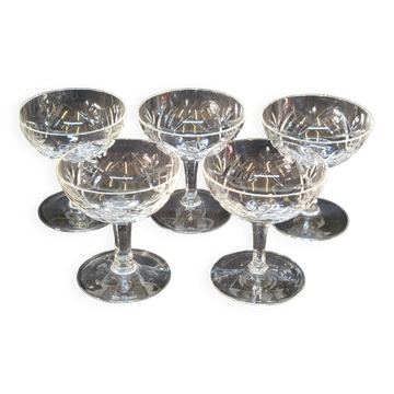 5 small cut crystal digestif cups
