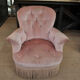 Former Napoleon lll toad chair in pink fabric on wheels