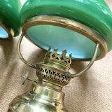 Pair of opaline and brass wall lights