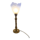 Blue and gold brass table lamp with opaline tulip Art Nouveau