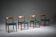 Dining chairs in botanical green vegan leather, 1970s, set of 4