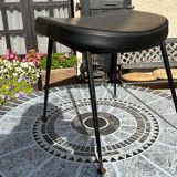 Tabouret  bas Skaï noir années 60/70
