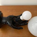 Vintage black ceramic hand wall lamp