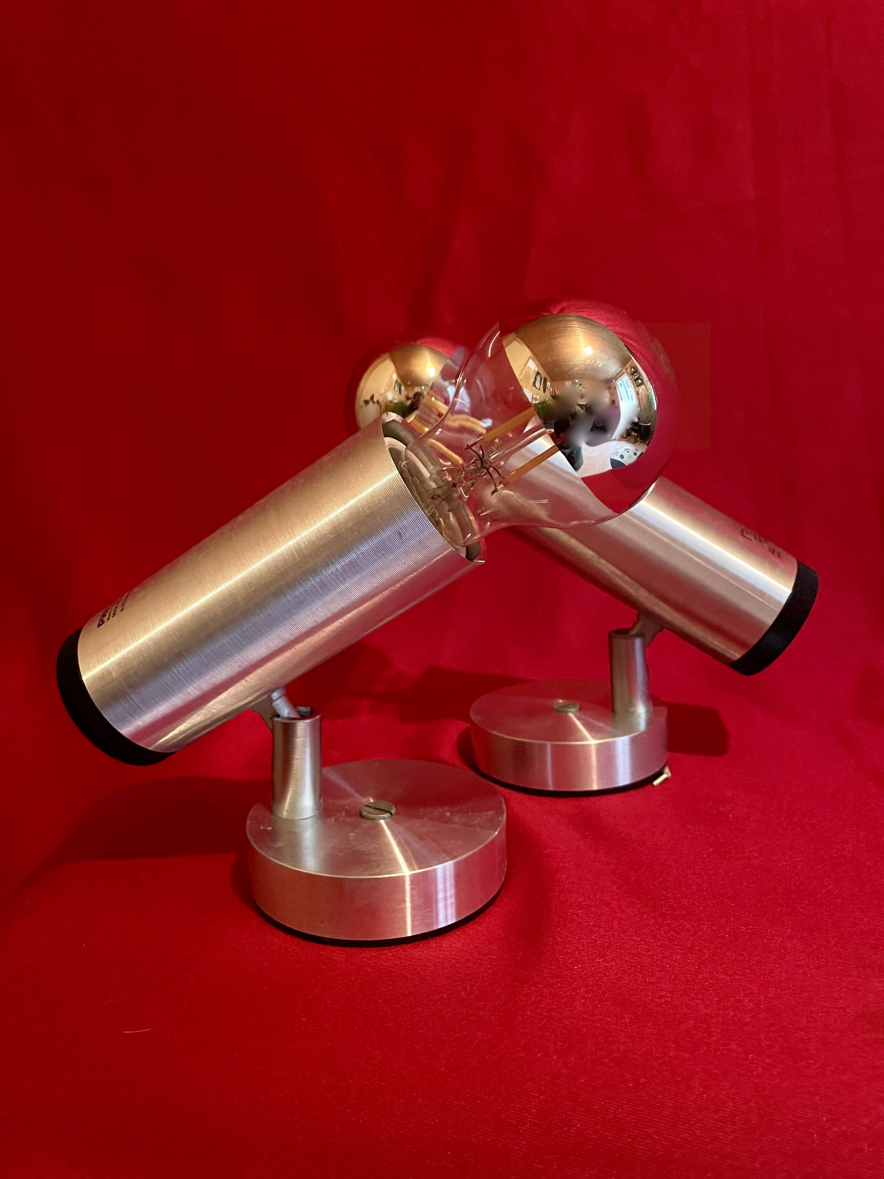 Pair of spotlights, wall lights, "Phillips" Dutch manufacture, from the 70s
