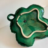 Vintage Glazed Ceramic Barbotine Dish