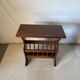 Turned wood magazine rack side table – vintage rustic style