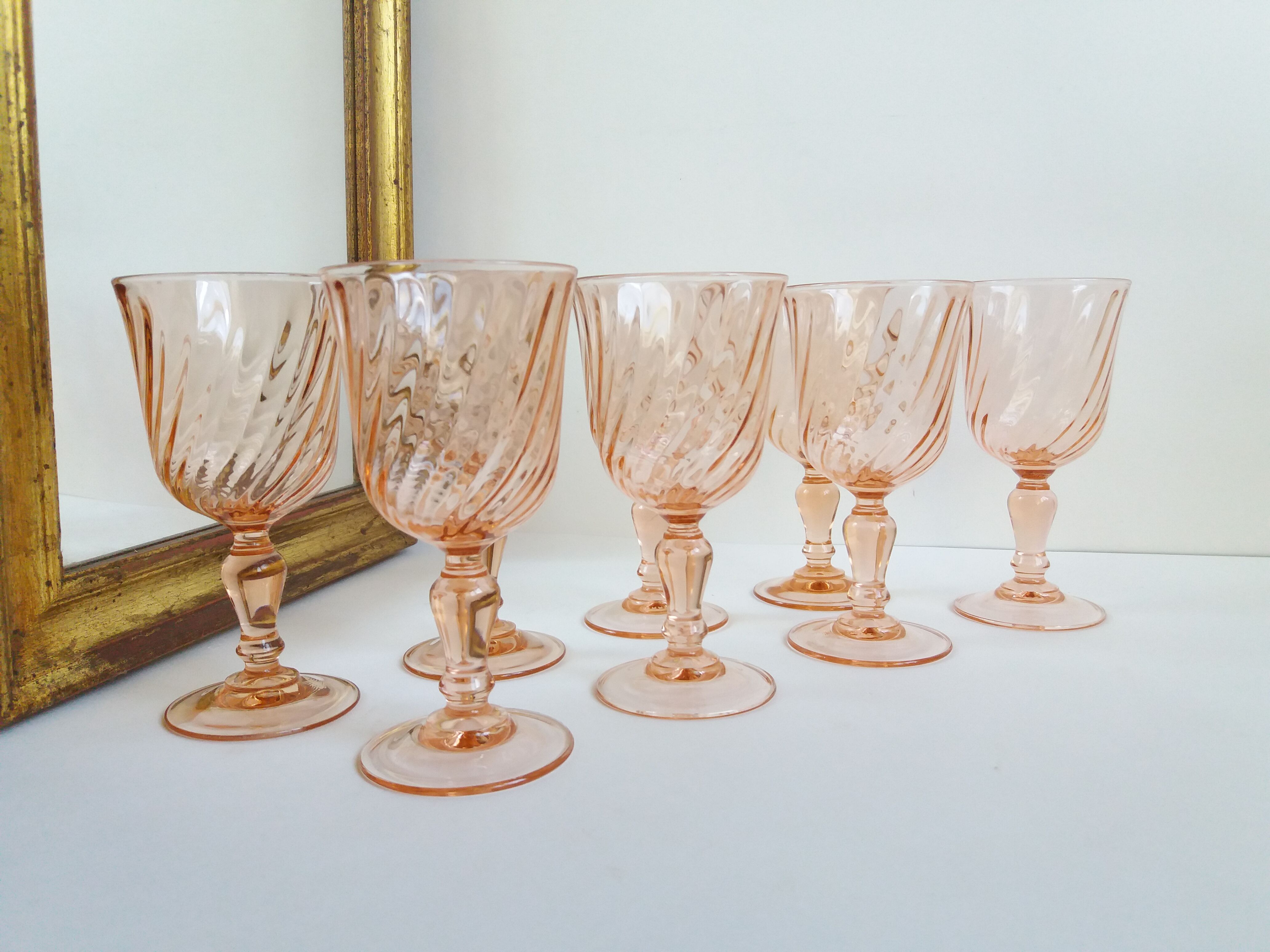 Set 8 verres à vin rose poudré