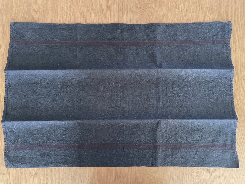 Set of 2 black dyed tea towels with red stripes - 50x75cm - linen