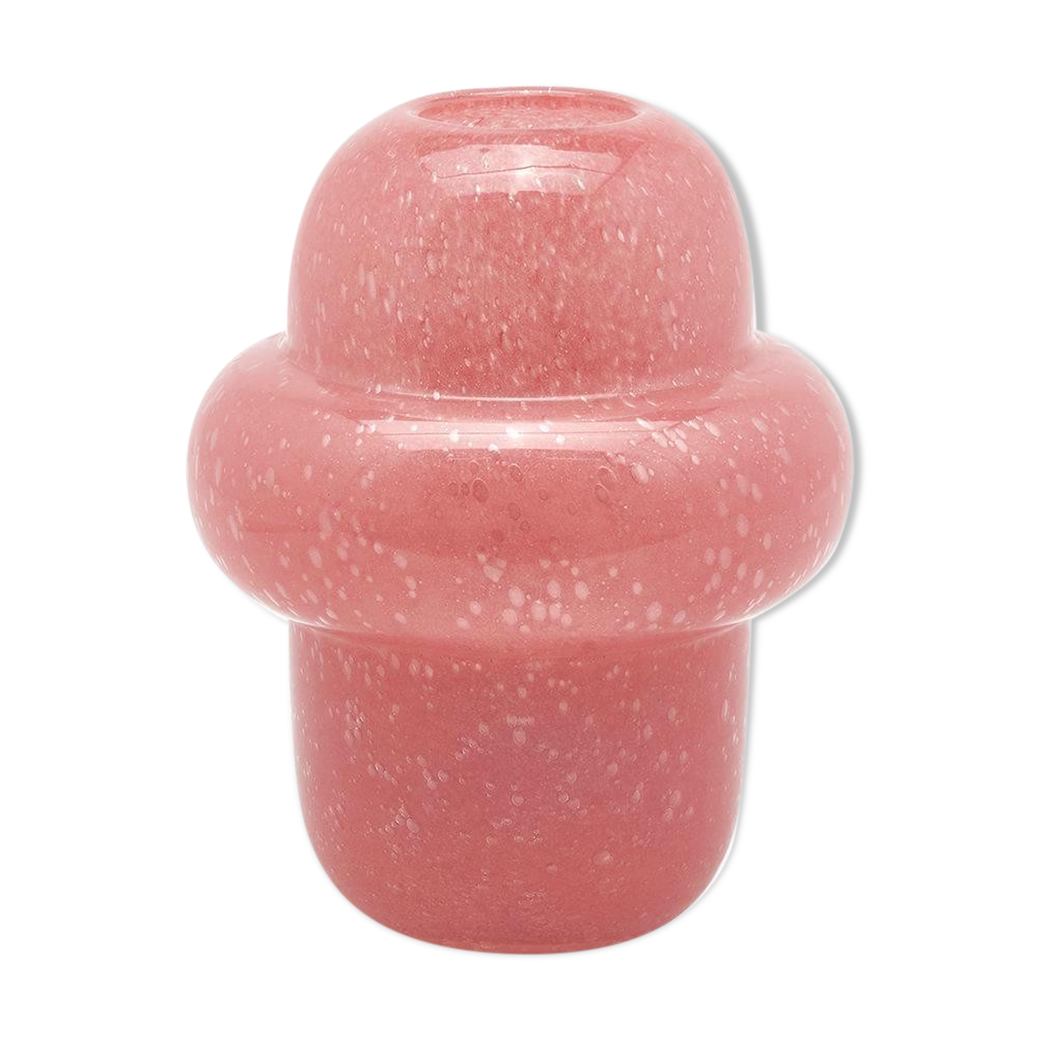 Vase design en verre souffle opaque rose 22cm