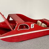 Large wooden canoe from the Joujoulac brand, very rare, vintage toy