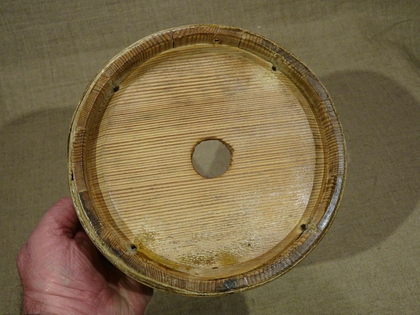 Old wooden cheese mold munster Vosges Alsace