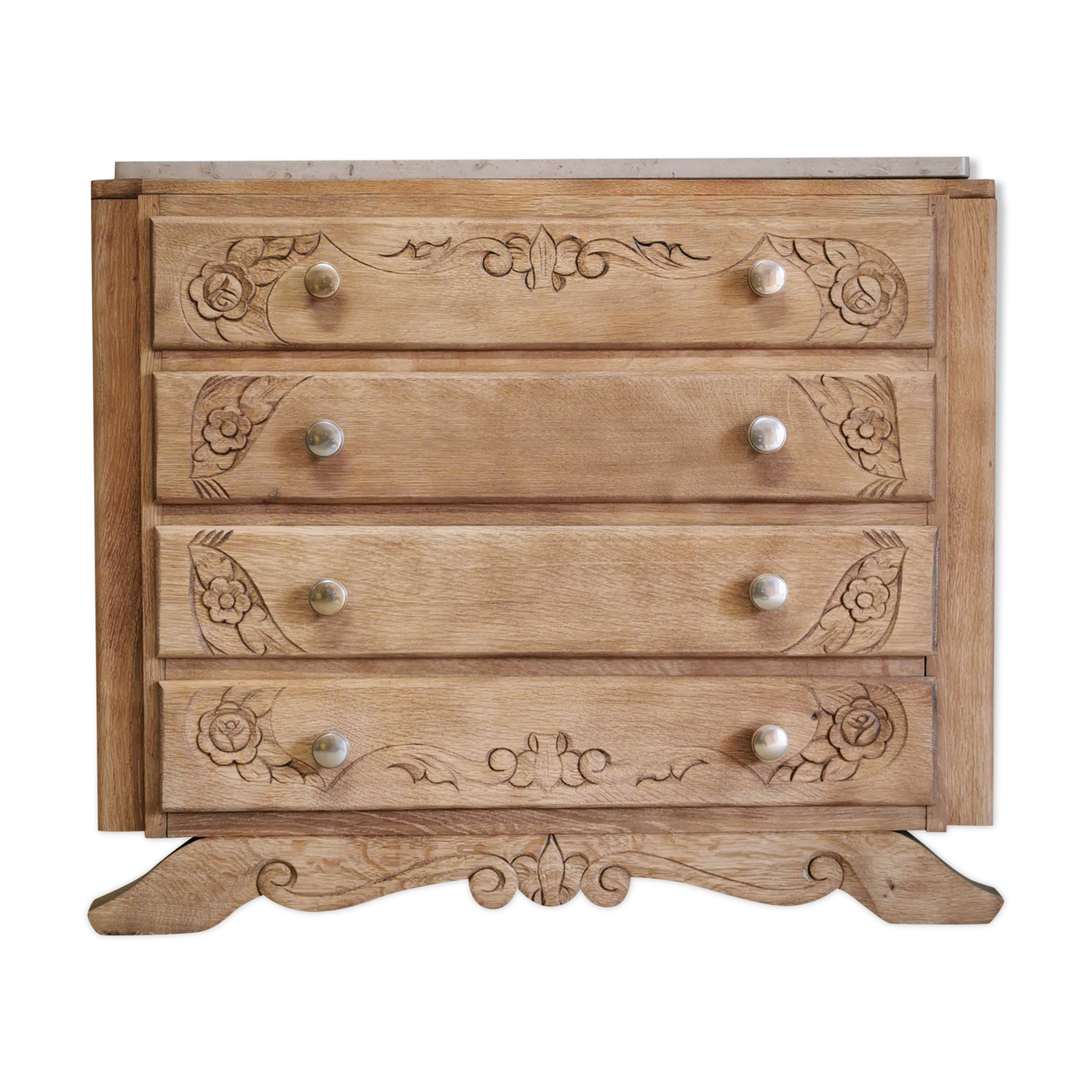 Chest of drawers raw wood foot mustache