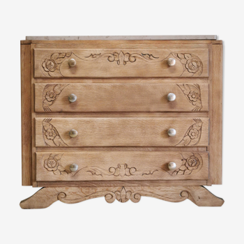 Chest of drawers raw wood foot mustache