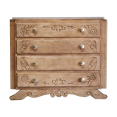 Chest of drawers raw wood foot mustache