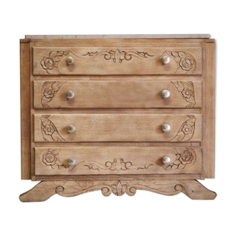 Chest of drawers raw wood foot mustache