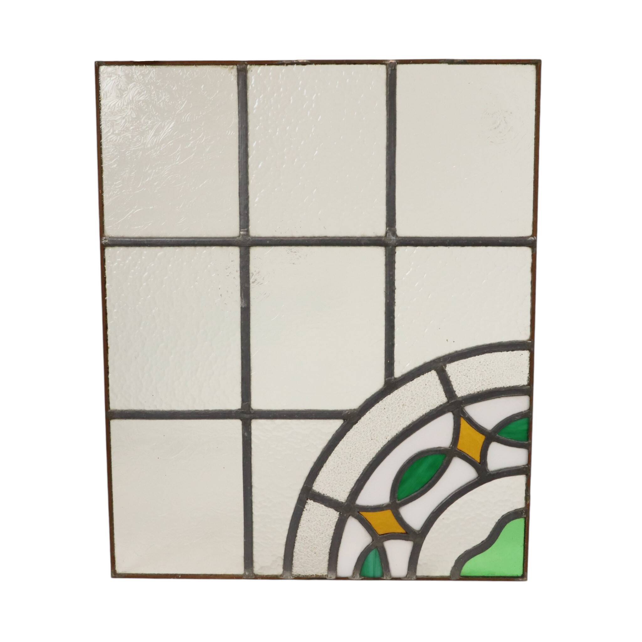 Colorful Art Deco Floral Stained Glass Window 51x42cm