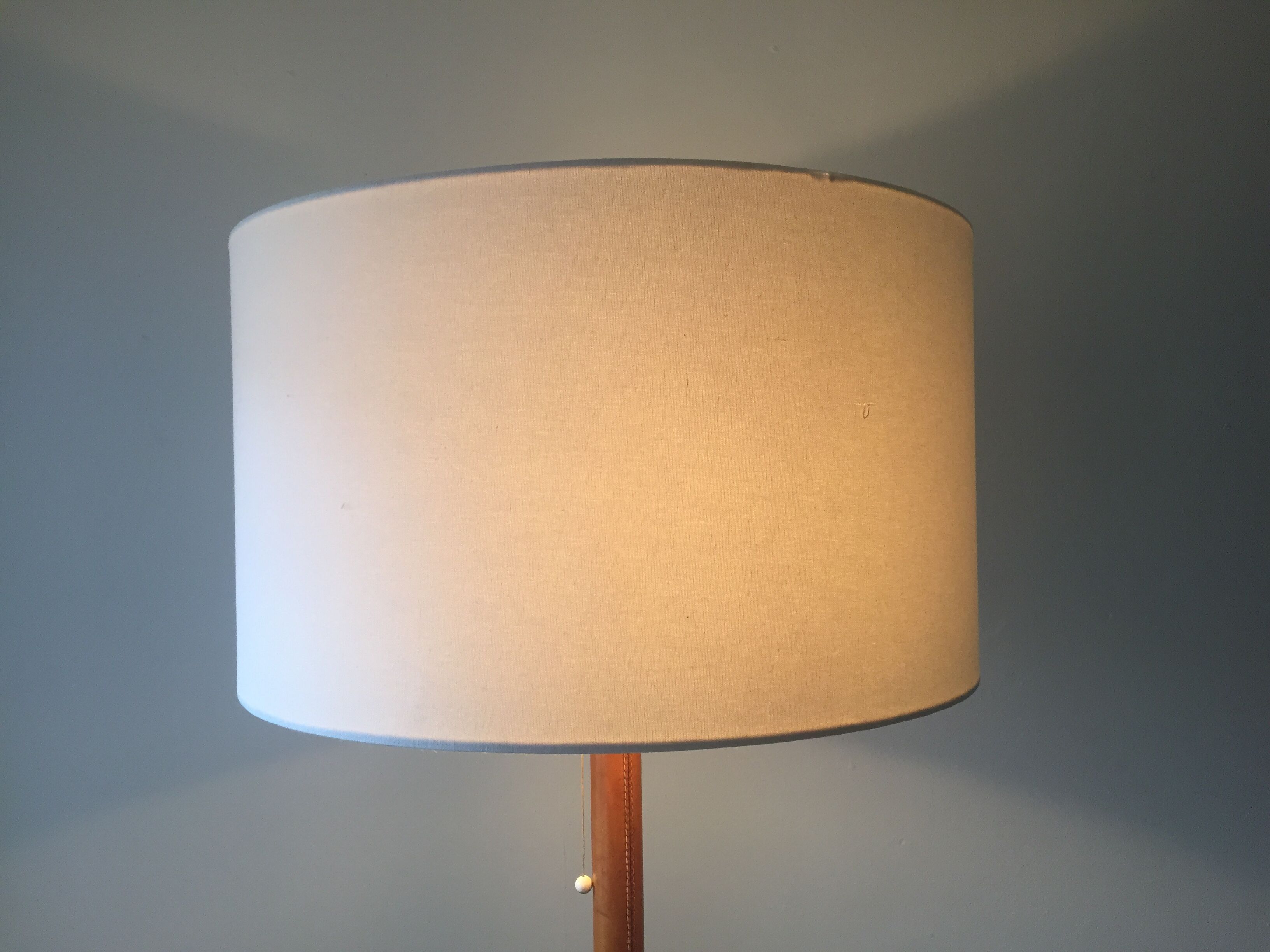 Leather and brass floor lamp