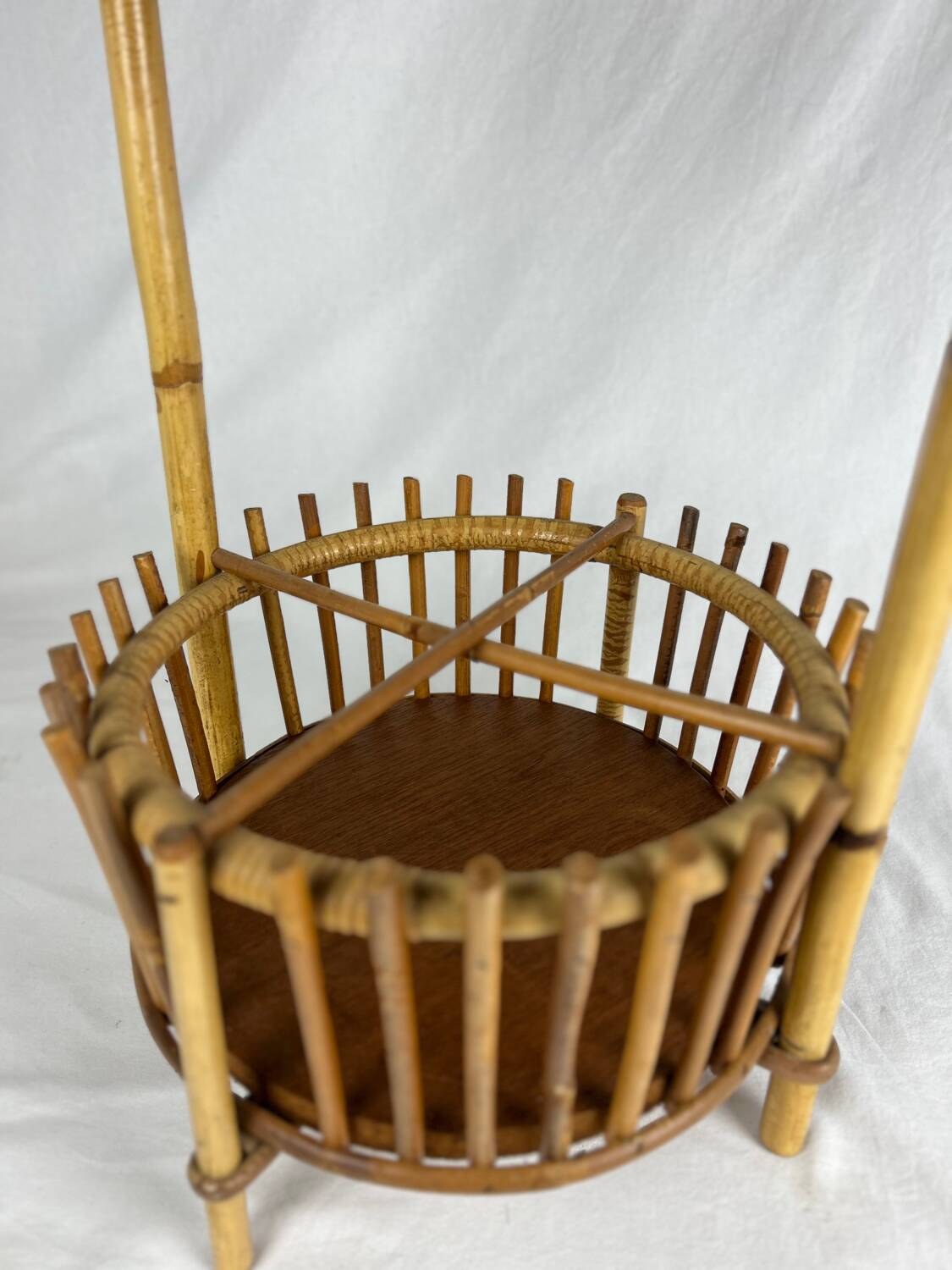 Art Deco style rattan work basket serving cart