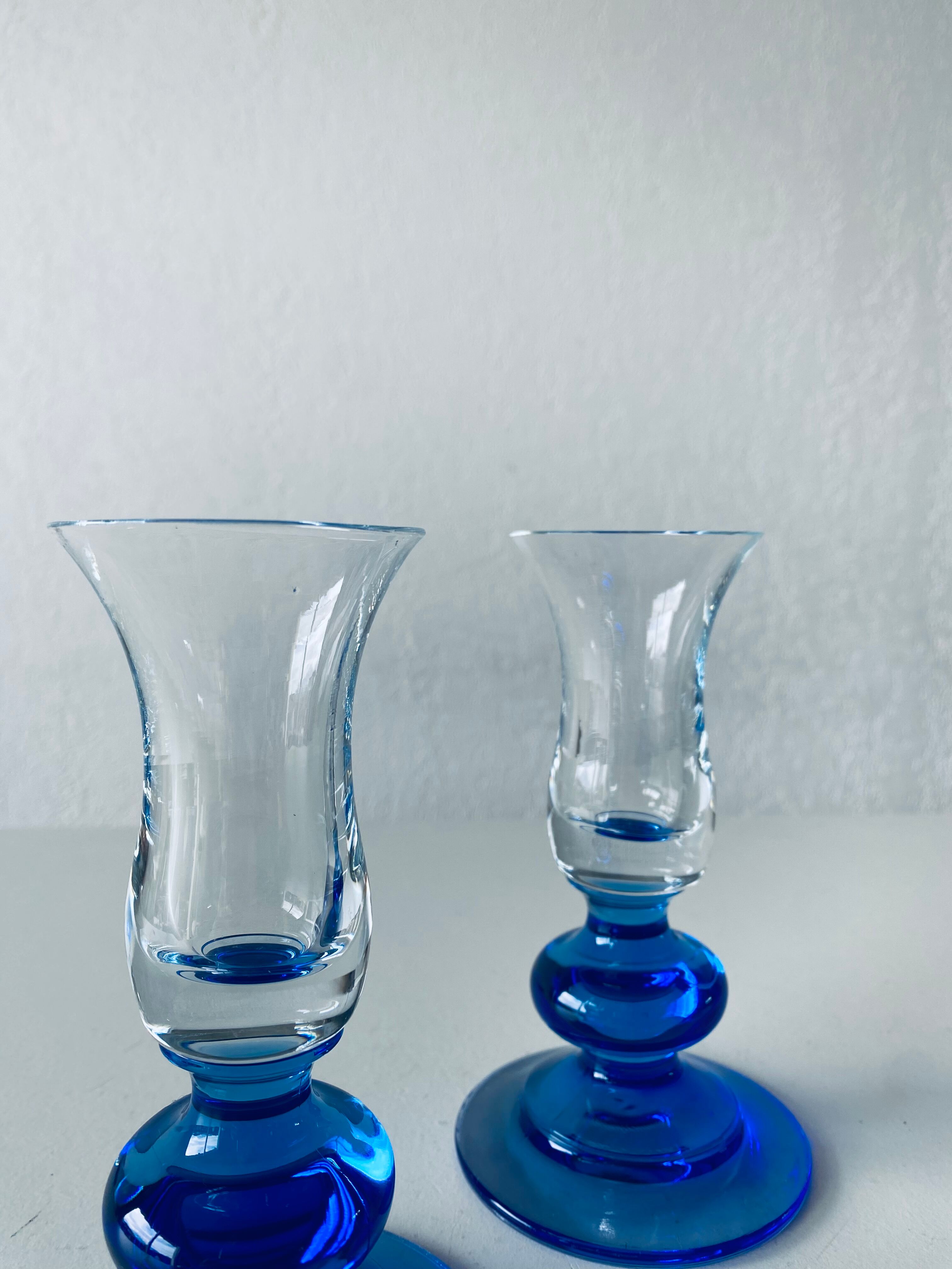 Pair of glass candle holders