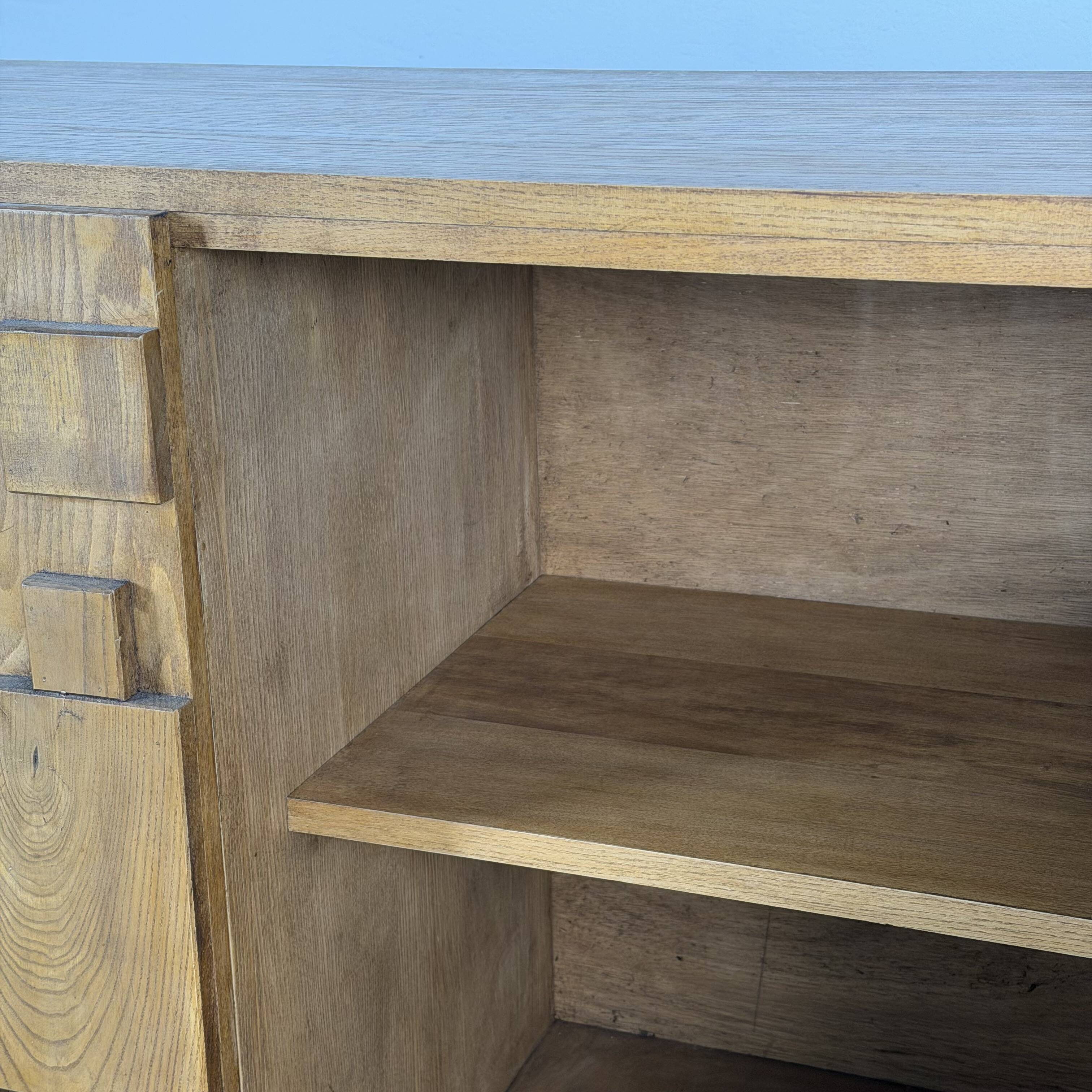 Brutalist Ashwood Sideboard with Sculptural Geometric Front