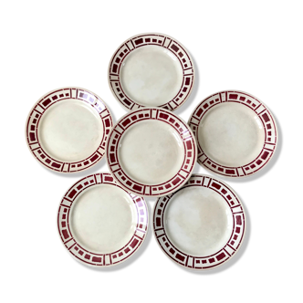 Set of 6 dessert plates Badonviller model "Barbizon" 30s