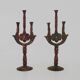 Pair of ethnic Indian candlesticks in vintage metal from the 60s