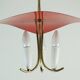 1950s mid century 3-light pendant brass metal plastic stilnovo era