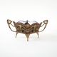 Art Nouveau platter with ceramic insert in openwork metal basket, burgundy glaze with gilt accents