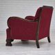 Fauteuil relax vintage danois des années 1950, tissu d'ameublement, bois de chêne, d'origine.