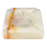 Cendrier vintage en onyx massif – Pierre naturelle sculptée, années 60/70