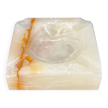 Cendrier vintage en onyx massif – Pierre naturelle sculptée, années 60/70