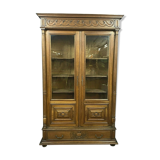 Gothic Renaissance library in solid walnut with columns around 1850