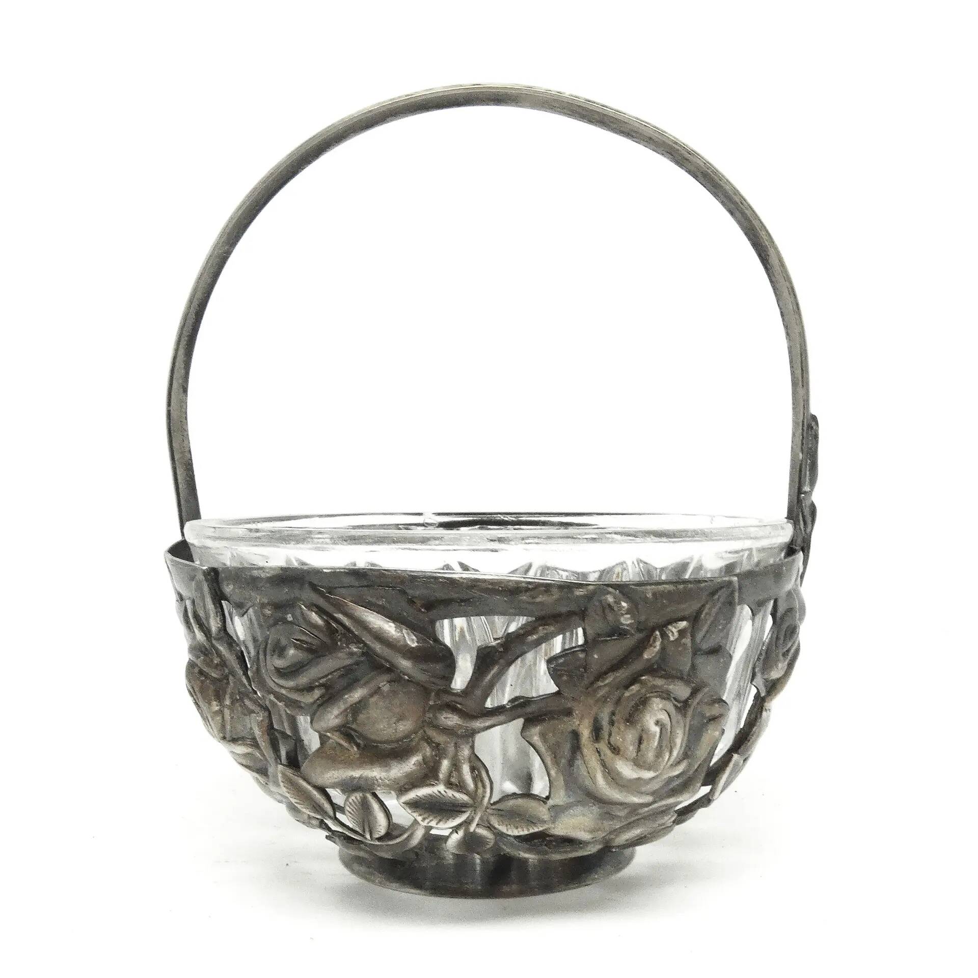 Sugar bowl, postmodernism, silver-plated brass, HEFRA, Poland, 1970s