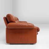 Brown leather 3-seater sofa Coronado by Tobia Scarpa for B&B Italia, Italy ca. 1960