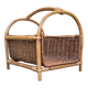 Panier à bûches en rotin et osier 1950