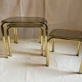Brass and smoked glass nesting tables