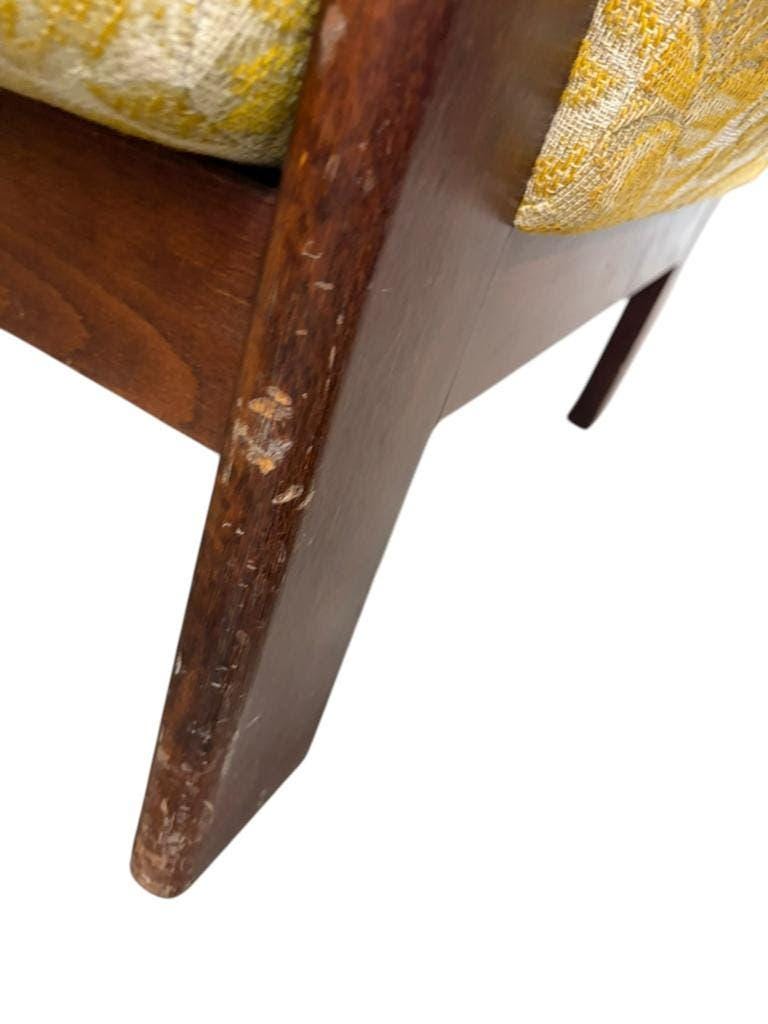 Vintage wooden sofa / armchair with yellow accent