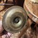 Set of three solid brass candle holders