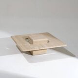 Table basse carrée Saturne en travertin, 1980s