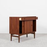 Midcentury Danish cabinet in teak with 1 drawer and 2 sliding doors 1960s