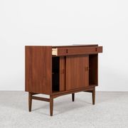 Midcentury Danish cabinet in teak with 1 drawer and 2 sliding doors 1960s