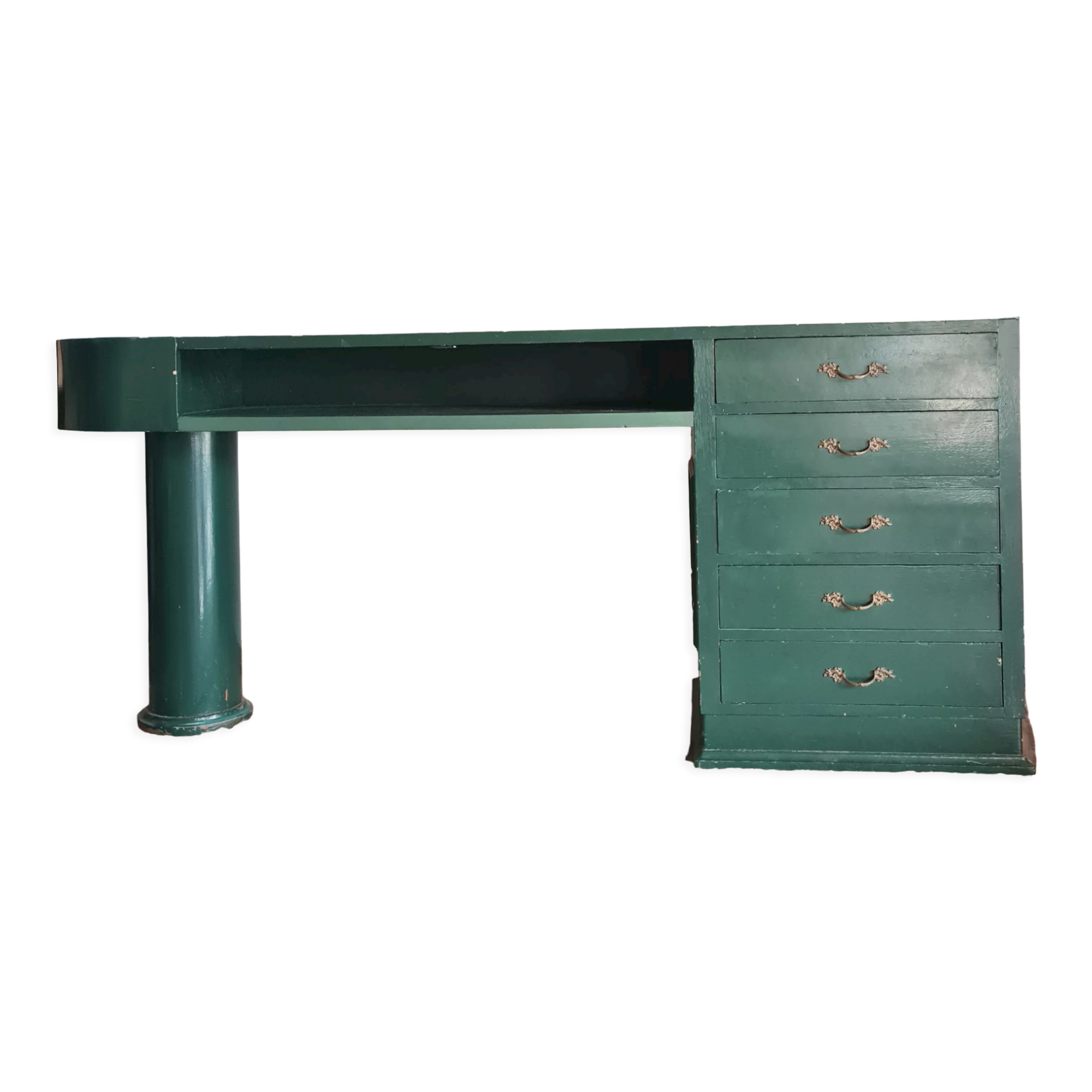 Green antique craft furniture counter